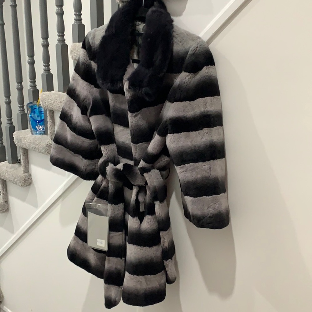 Fur jacket dyed sheared rabbit n mink.